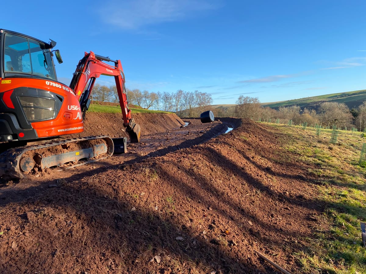 Chapter 9: The autumn equinox brings earthworks and the creation of a swale to Rhuddin 🍂 🌍 🌞